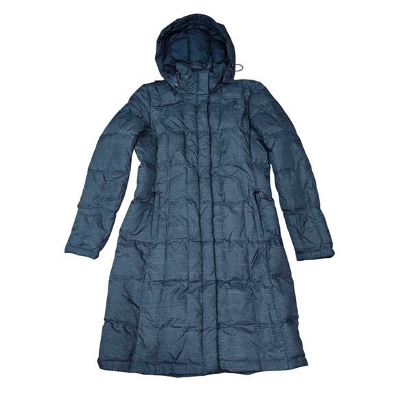 North Face Metropolis Parka Jacket Coat 550 Goose Down Long Blue Womens  Medium - Picture 1 of 7